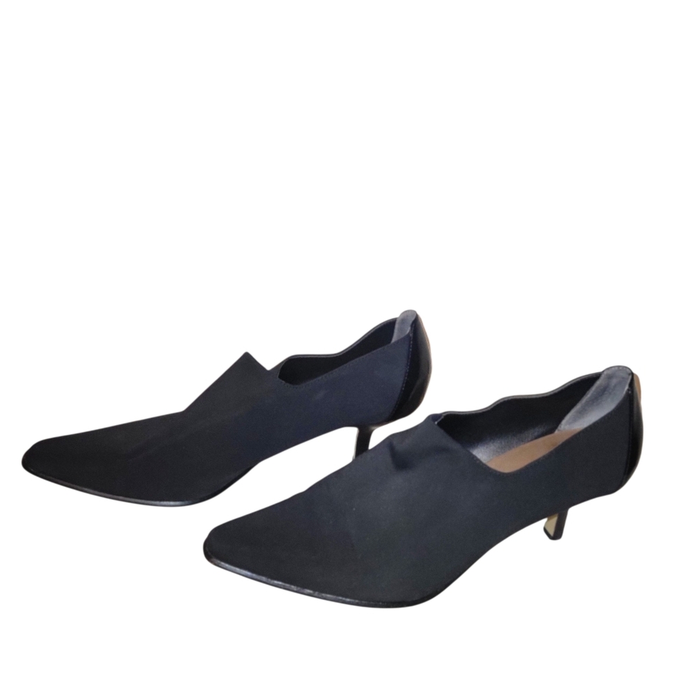 Donald Pliner Couture Lacia Sock Knit/Leather Trim Kitten Heel In Black, Size 10 - Picture 5 of 9